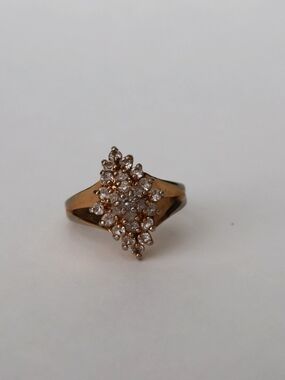 Gold-Tone Cluster Crystal Statement Ring